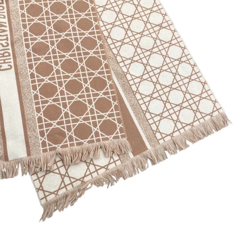 Christian Dior Scarf Cannage 31 Can205 I005 Logo Cashmere Wool Pink White — view 6