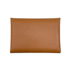 Hermes Card Case Coin Calvi Duo Engraved B Gold Brown Silver Hardware — view 2