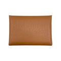 Hermes Card Case Coin Calvi Duo Engraved B Gold Brown Silver Hardware