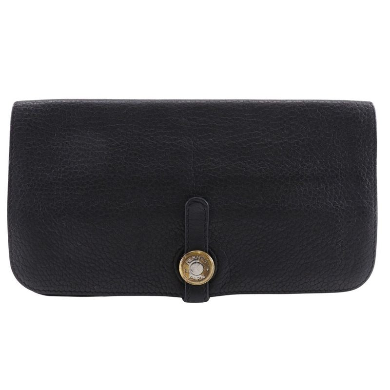 Hermes Dogon Long Taurillon Clemence Black P Wallet