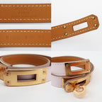 Hermes Kelly Double Tour Bracelet Mauve Peel Gold Hardware — view 8