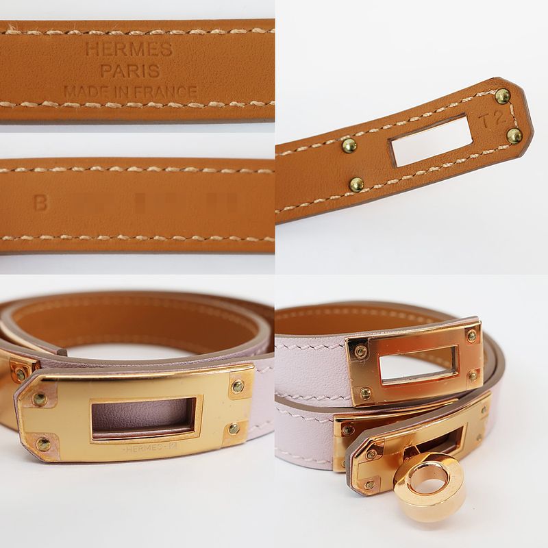 Hermes Kelly Double Tour Bracelet Mauve Peel Gold Hardware — view 8