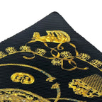 Hermes Pleated les Cavaliers D'or Golden Knight Scarf Silk Black — view 4