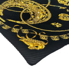 Hermes Pleated les Cavaliers D'or Golden Knight Scarf Silk Black — view 5