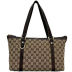 Gucci Tote GG Canvas Leather Beige Brown