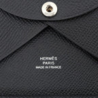Hermes Calvi Duo Black Card Case With Coin Epson Leather — view 7