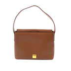 Celine Logo Plate Leather Brown Shoulder Bag Gold