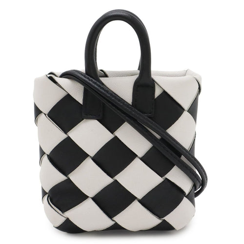 Bottega Veneta Charm Key Holder Mini Pouch Leather White Black