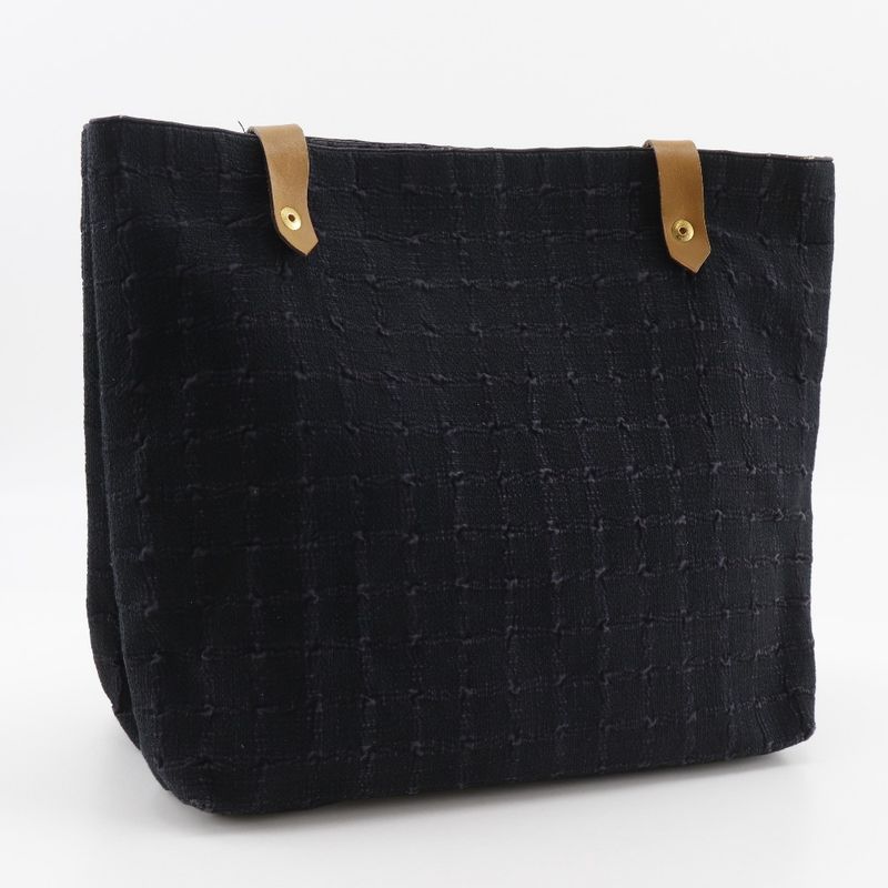 Hermes Amedava Cabas De Poche Long Shoulder Canvas Black Bag — view 3