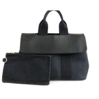 Hermes Valparaiso PM Black Silver Toile Chevron Leather Handbag