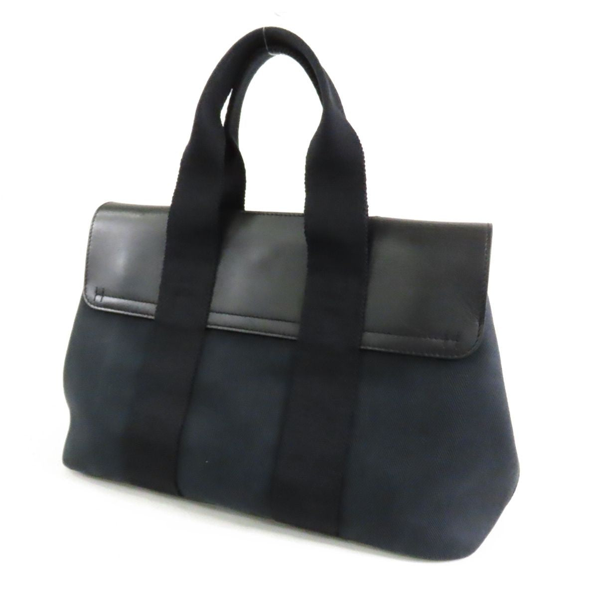 Hermes Valparaiso PM Black Silver Toile Chevron Leather Handbag — view 2