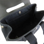 Hermes Valparaiso PM Black Silver Toile Chevron Leather Handbag — view 5