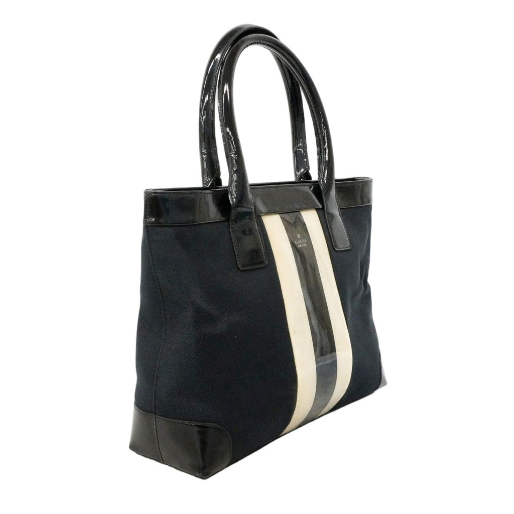 Gucci Tote 002 Canvas Black Navy Gold — view 2