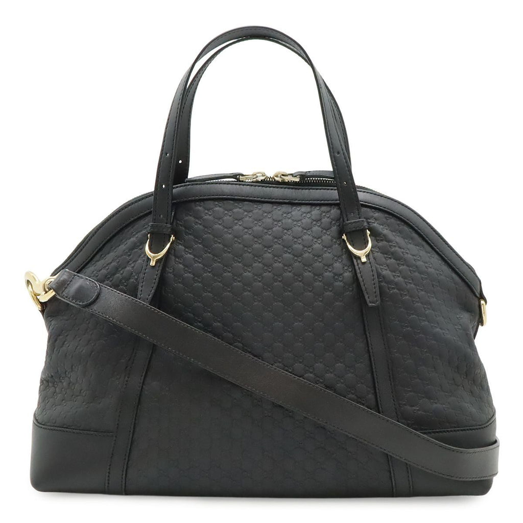 Gucci Micro Guccissima Tote 2-Way Shoulder Bag Crossbody Leather Black Gold