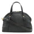 Gucci Micro Guccissima Tote 2-Way Shoulder Bag Crossbody Leather Black Gold
