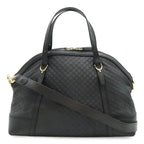 Gucci Micro Guccissima Tote 2-Way Shoulder Bag Crossbody Leather Black Gold