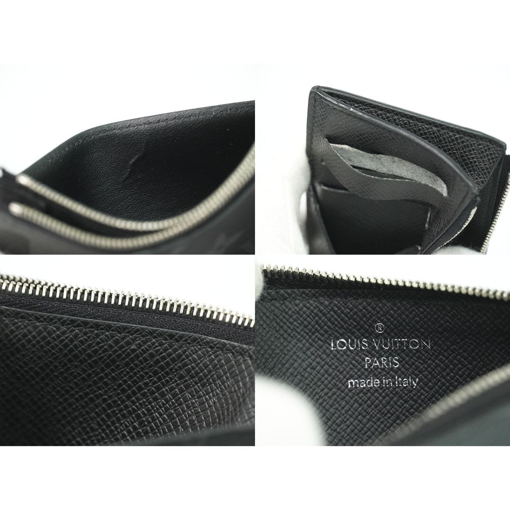 Louis Vuitton LV Coin Card Holder Monogram Eclipse Taiga Leather Noir — view 9