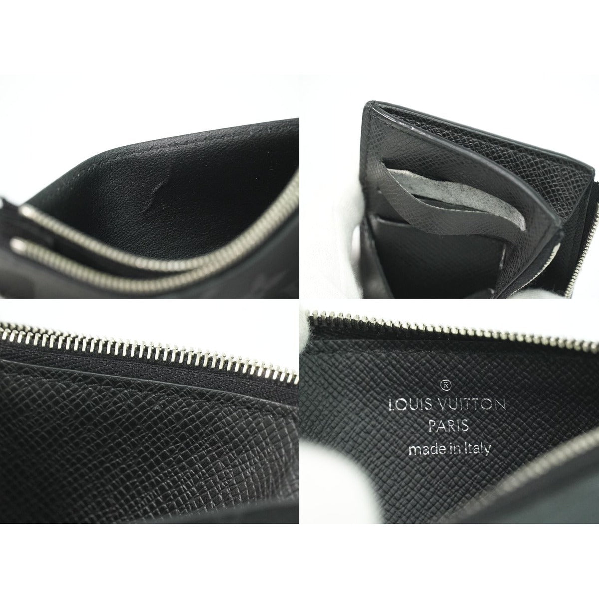 Louis Vuitton LV Coin Card Holder Monogram Eclipse Taiga Leather Noir — view 9