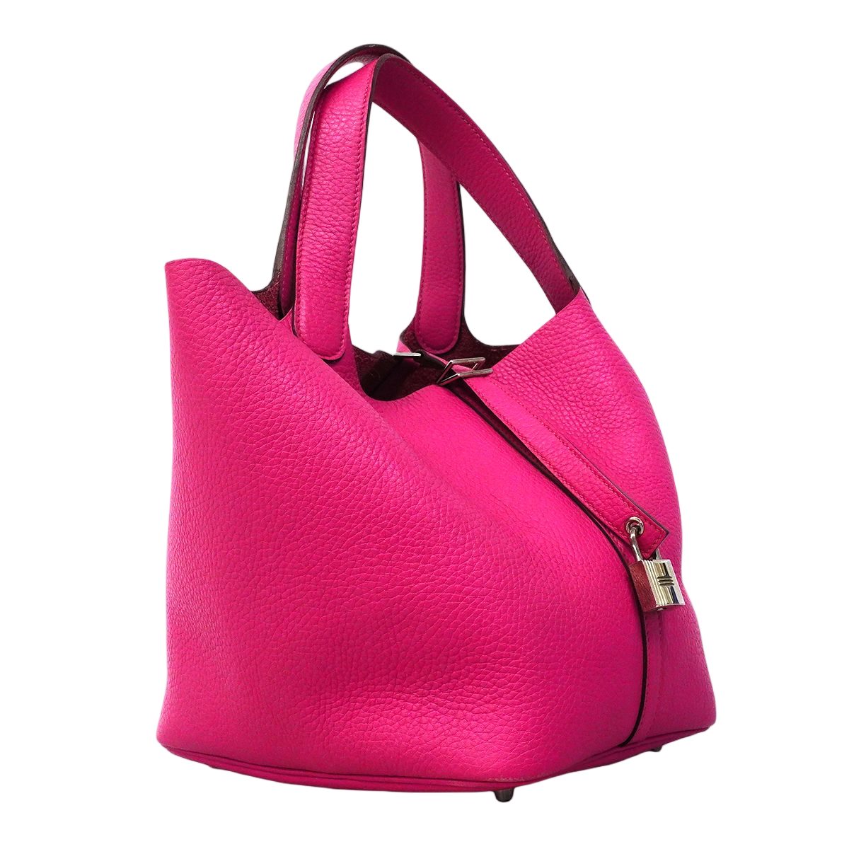 Hermes Handbag Picotin Lock MM Taurillon Clemence Rosepurple Silver — view 2