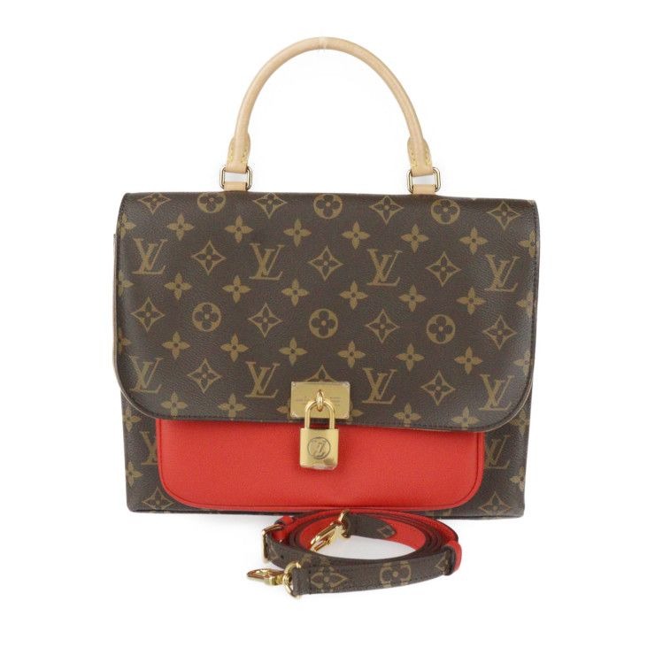 Louis Vuitton Marignan Handbag Leather Brown Coquelicot
