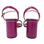 Gucci Double G Sandals Shoes Leather Purple Gold GG Marmont Strap — view 5