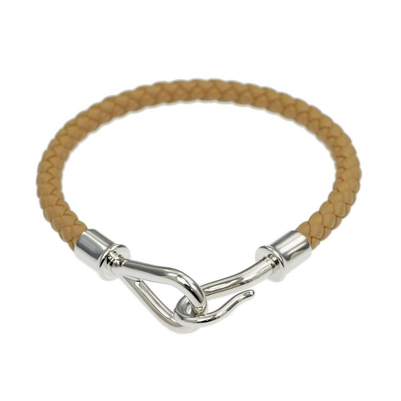 Hermes Jumbo Bracelet Braided Biscuit Silver Hardware Leather — view 2