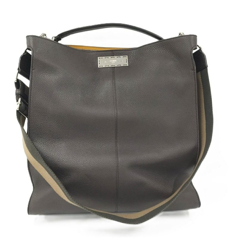 Fendi Peekaboo Egg 2-Way Shoulder Bag Leather Brown 7 Va447