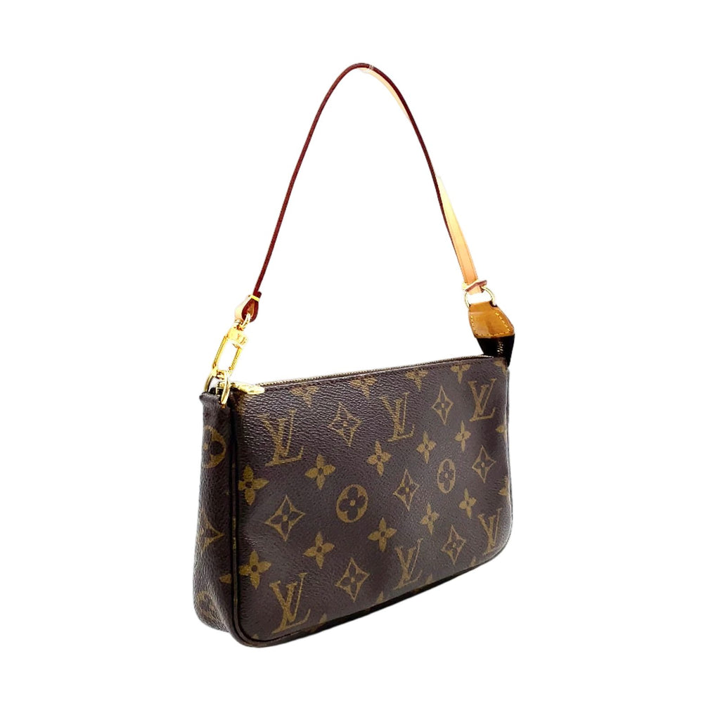 Louis Vuitton Pochette Monogram Leather Brown Light Handbag Gold — view 2