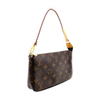 Louis Vuitton Pochette Monogram Leather Brown Light Handbag Gold — view 2