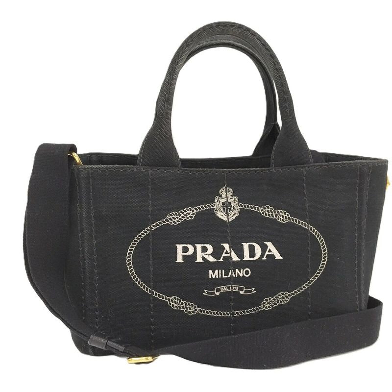 Prada Canapa Tote 2-Way Bag Canvas Black 1 Bg439