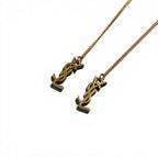 Saint Laurent Cassandra YSL Logo Opium Long Chain Earrings Gold Metal — view 2