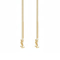 Saint Laurent Cassandra YSL Logo Opium Long Chain Earrings Gold Metal