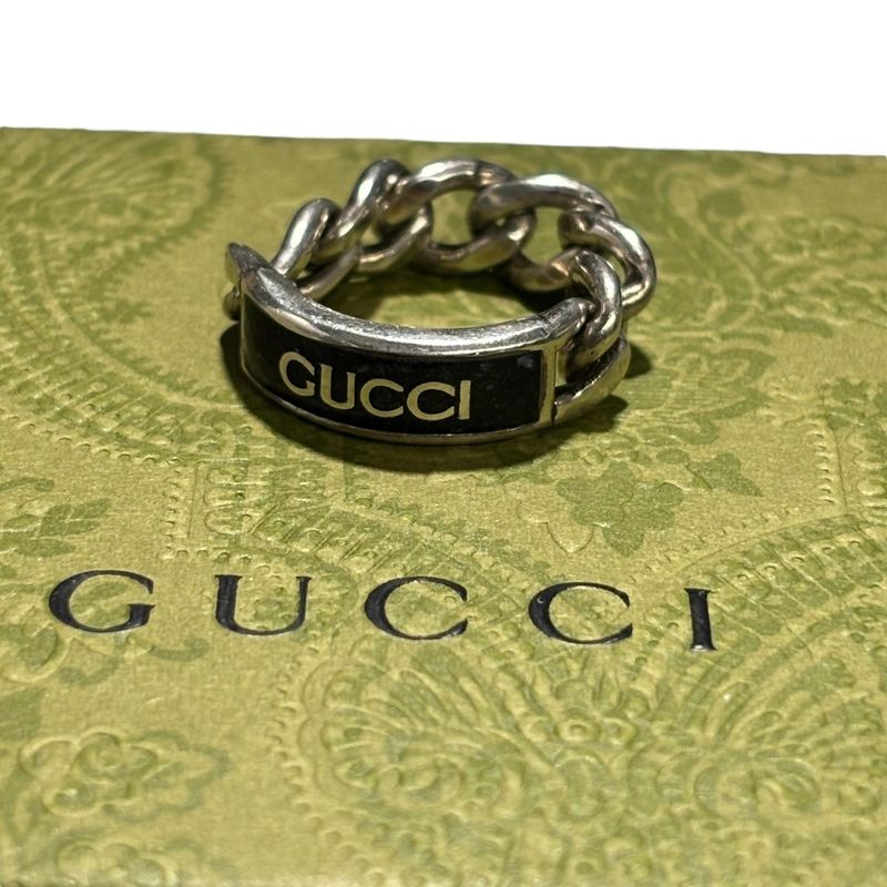 Gucci 925 Logo Plated Golmet Chain Ring — view 3