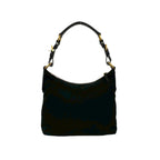 Prada Triangle Logo Nylon Patent Studs Shoulder Bag Black — view 3
