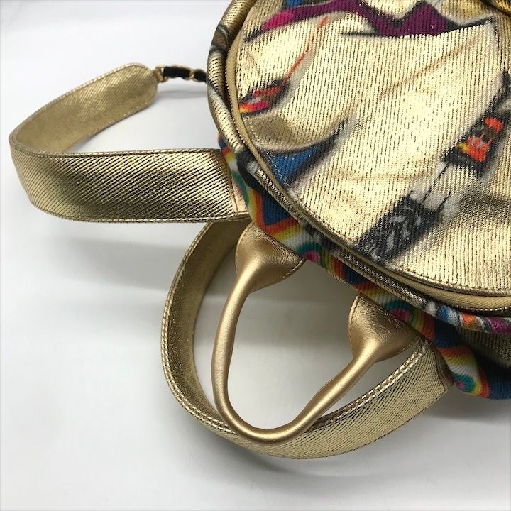 Chanel CC Logo Graffiti Paint Backpack Gold — view 7