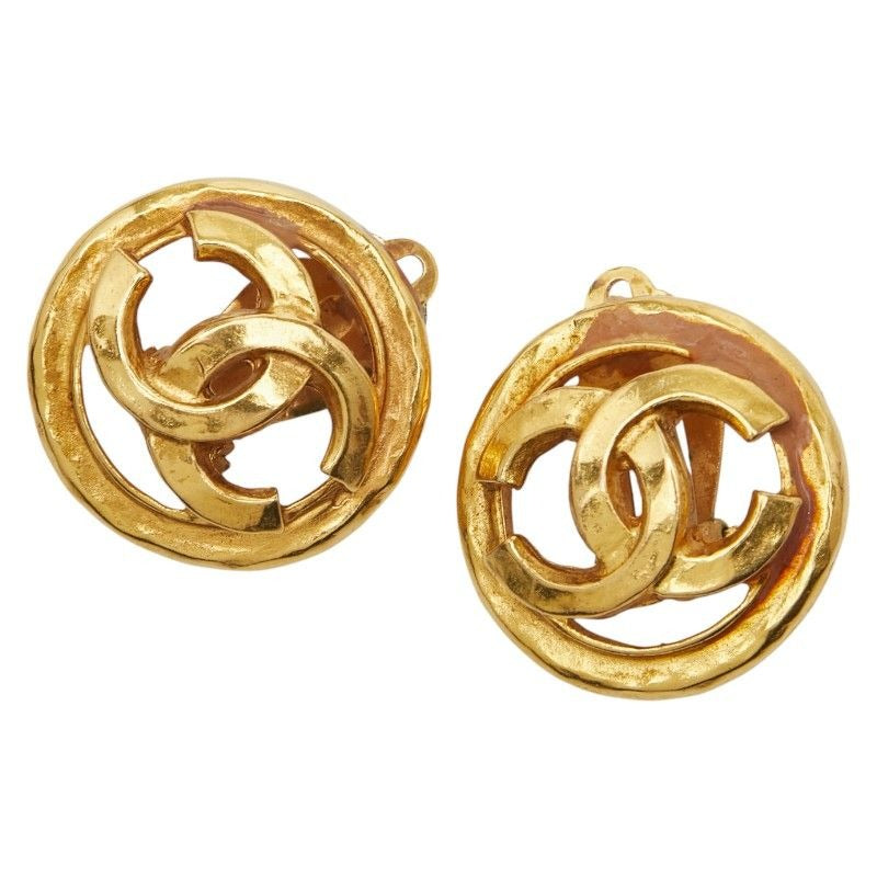 Chanel Vintage Earrings Coco Mark Gold Plated — view 2