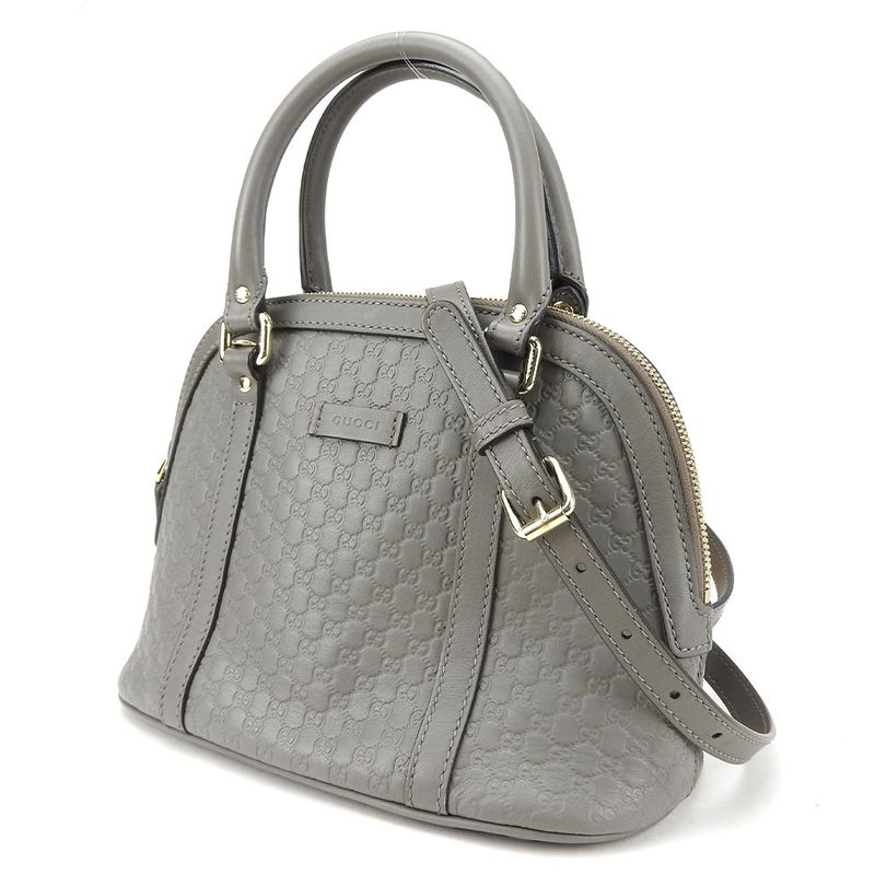 Gucci Handbag Micro Guccissima Leather Gray Gold Hardware 2-Way — view 2