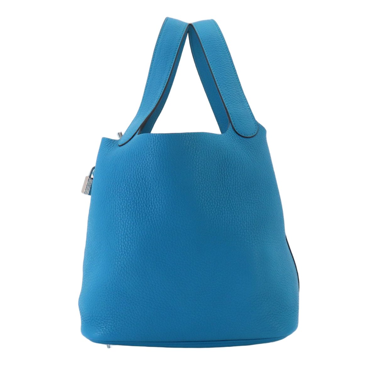 Hermes Picotin Lock Hand Bag Taurillon Clemence Blue Zanzibar Silver