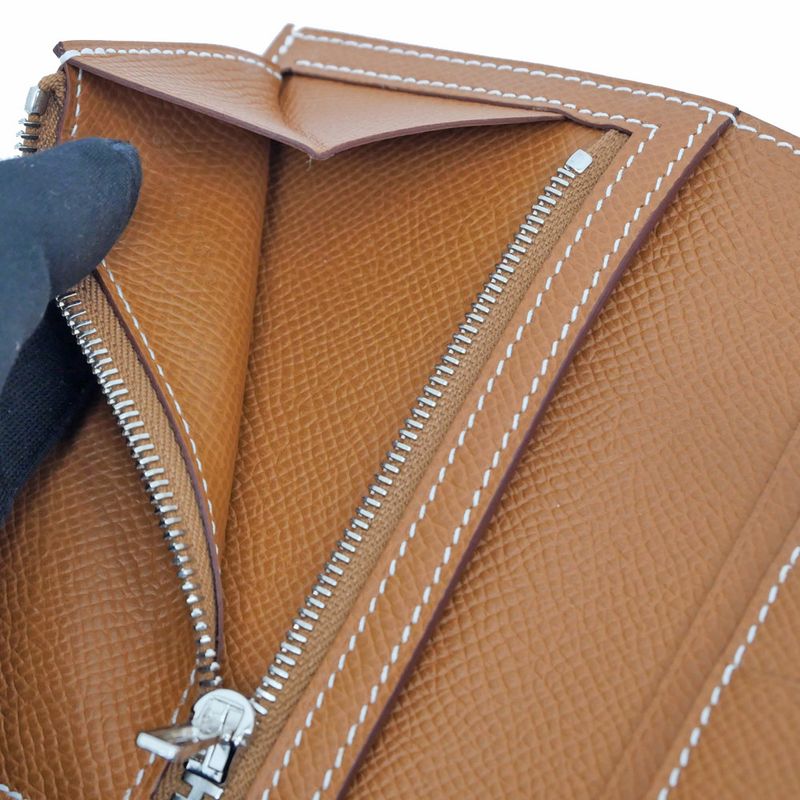 Hermes New-h Passant Compact Veau Epsom Gold Silver Hardware Bifold — view 7