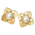 Chanel Vintage Pearl Earrings Gold Plated