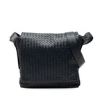 Bottega Veneta Intrecciato Crossbody Shoulder Bag Navy Leather