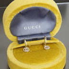 Gucci GG Running Diamond Earrings Hoop AU 750 Box E1497 — view 7
