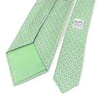 Hermes 5598 ma Silk 100% Airplane Plane Plate All Over Pattern Wide Tie Green — view 4
