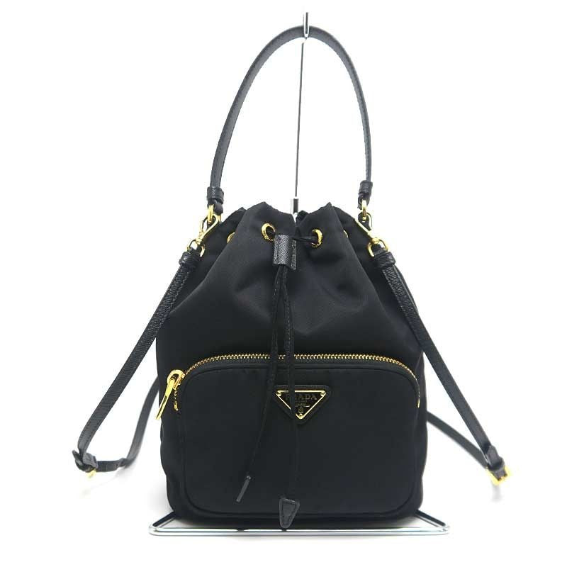Prada Duet Re-nylon Bucket Bag 1 Bh038 Black — view 2