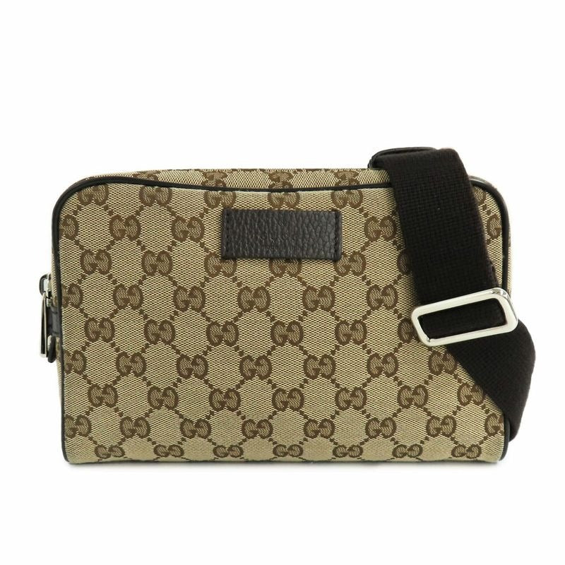 Gucci GG Canvas Waist Bag Body Beige Brown Silver Hardware — view 3