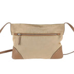 Prada Tessuto Nylon Triangle Logo Leather Shoulder Bag Crossbody Beige — view 2