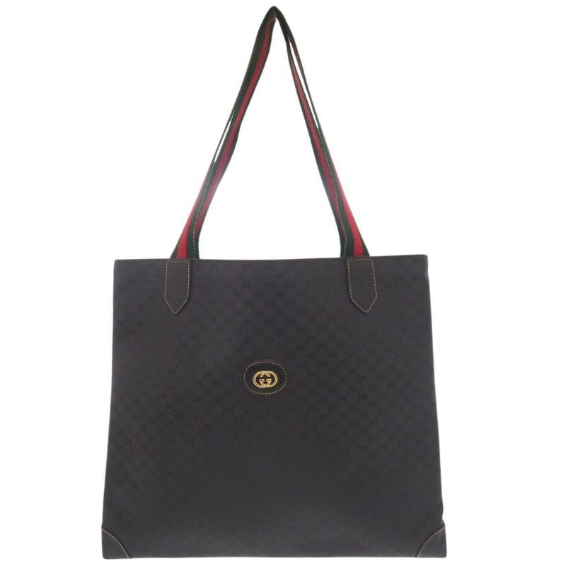 Gucci Vintage Sherry Line Micro GG 002-63-0048 Black Tote Bag 0769