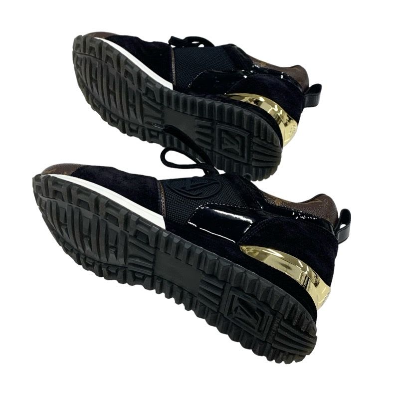 Louis Vuitton Run Away Line Monogram Sneakers Shoes Fabric Suede Leather Black — view 6