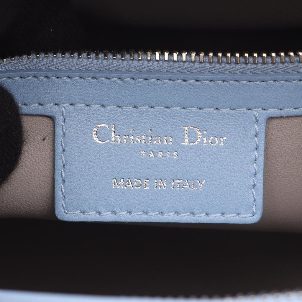 Dior Handbag Lady Large Cannage Light Blue Gray Leather — view 4