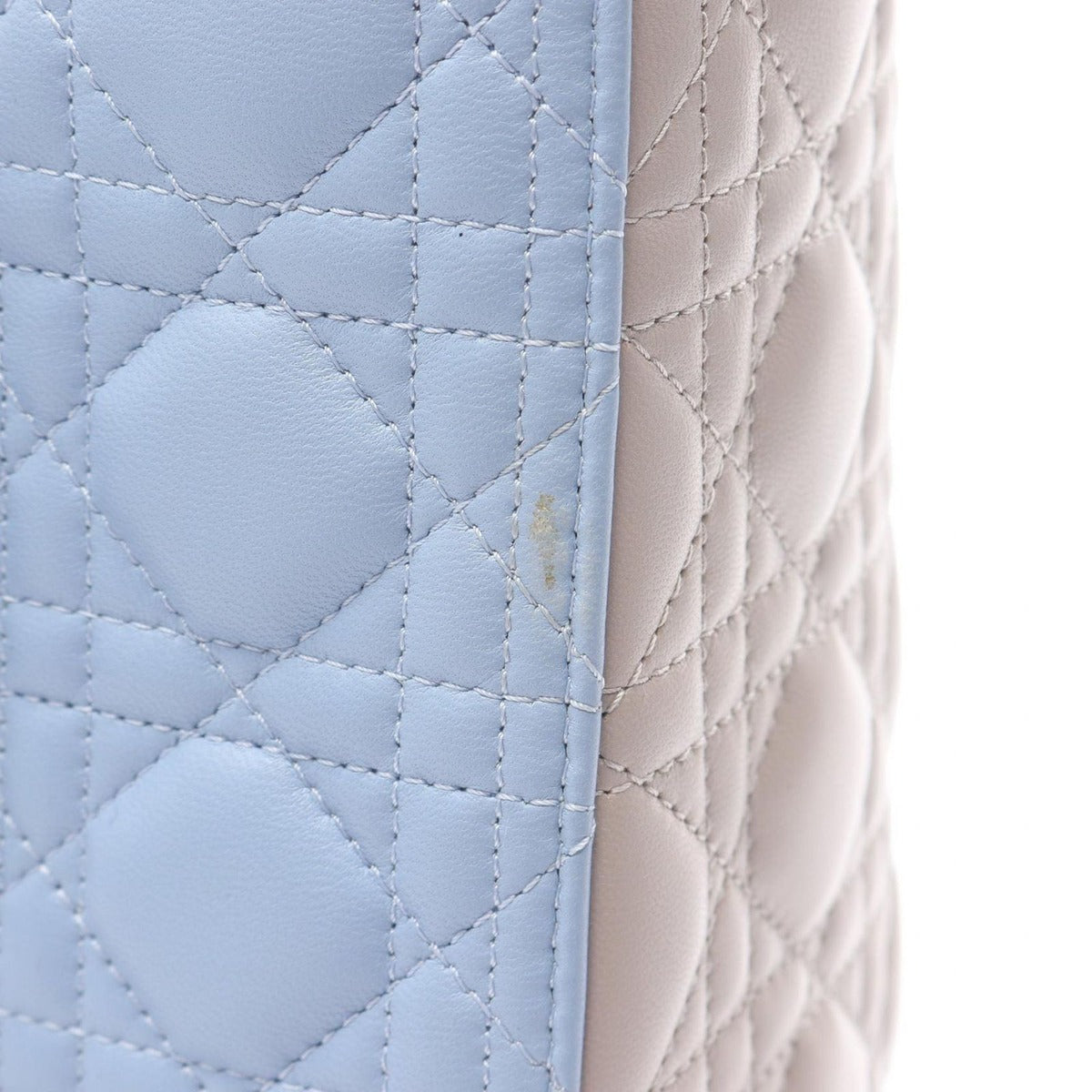 Dior Handbag Lady Large Cannage Light Blue Gray Leather — view 5